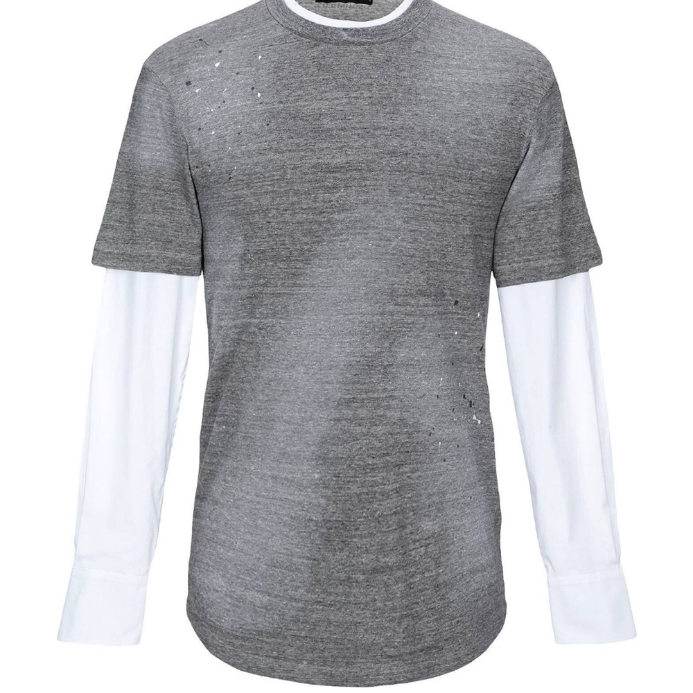 DSQUARED2 Gray and White Long Sleeve Layered Tee